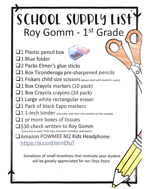 First Grade Supply List